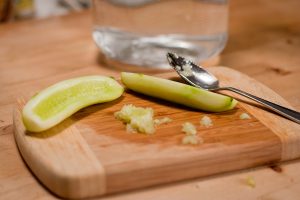 Slice cucumbers and remove the seeds