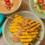 Tofu Satay with spicy peanut sauce and Thai cucumber salad Tofu Satay with spicy peanut sauce and Thai cucumber salad