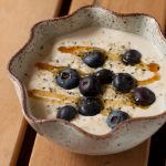 How to make cashew yogurt from Recipe Renovator Cashew yogurt topped with honey, blueberries, and hemp seeds