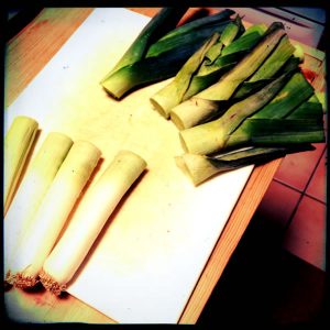 Leeks cut