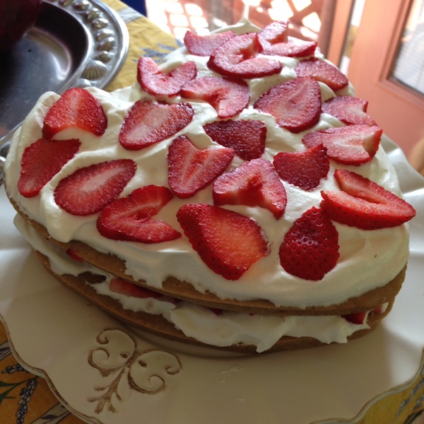 Heart-shaped summer celebration cake on Recipe Renovator