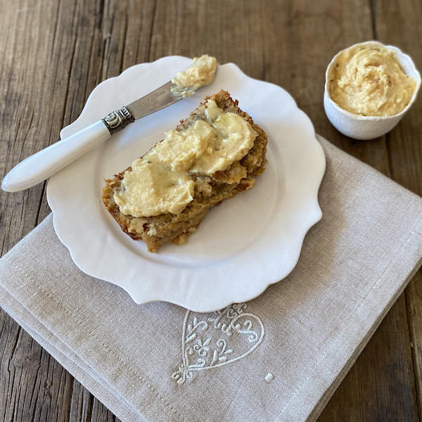 Banana bread with creamy ginger butter